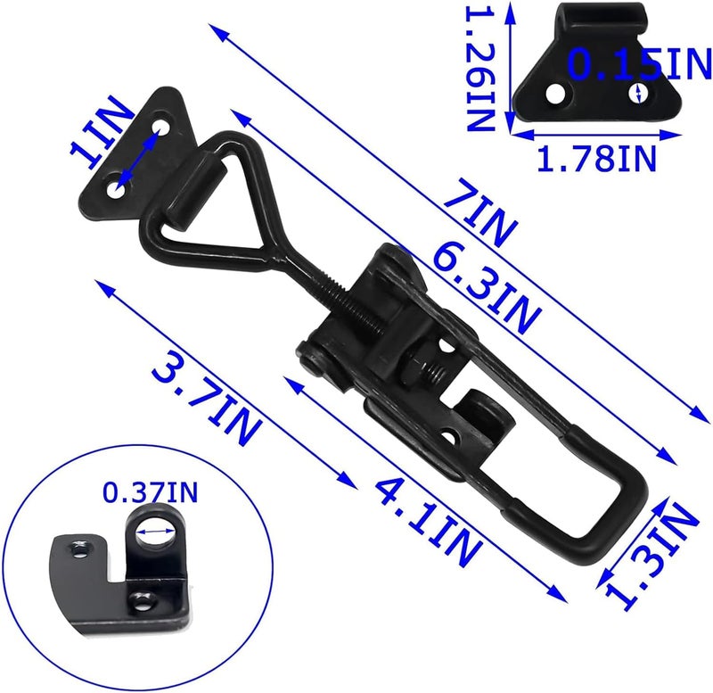 EVANCENT 4Pack Heavy Duty Toggle Latch Clamp, 1320lbs 4003 Latch-Style Toggle Clamp with Lock Hook, Pull Action Latch with Catch Plate, Metal Quick Release Draw Latch for Trunk Jig Smoker Door Tool Boxes - Image 3